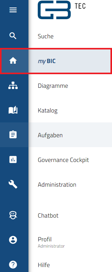 Hier wird gezeigt, wie sich das Menü erweitert und die Beschriftungen neben den jeweiligen Menüsymbolen erscheinen.