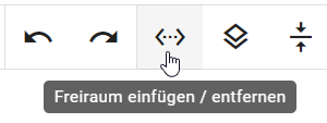 Der Screenshot zeigt die Schaltfläche "Freiraum einfügen/entfernen" in der Menüleiste der Modellierung.