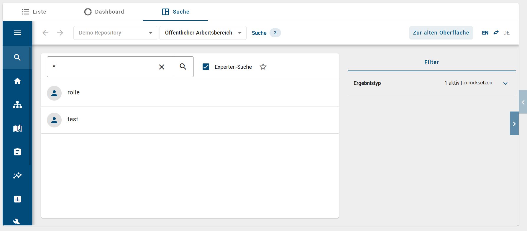 Der Screenshot zeigt ein Beispiel für den Inhalt der konfigurierten Integration.