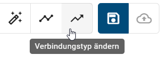 Der Screenshot zeigt die Schaltfläche "Verbindungstyp ändern" in der Menüleiste beim Modellieren.
