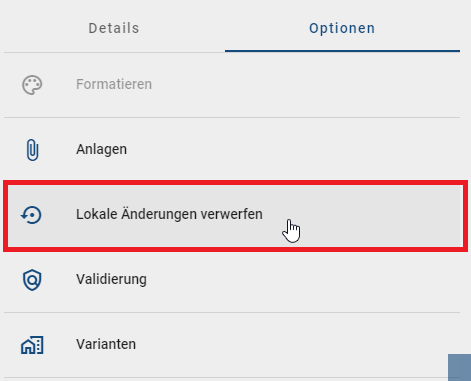 Dieser Screenshot zeigt die Schaltfläche "Lokale Version entfernen" im Kontextmenü des Diagramms.