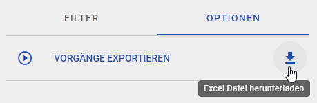 Der Screenshot zeigt den Download Button für das Ereignisprotokoll.