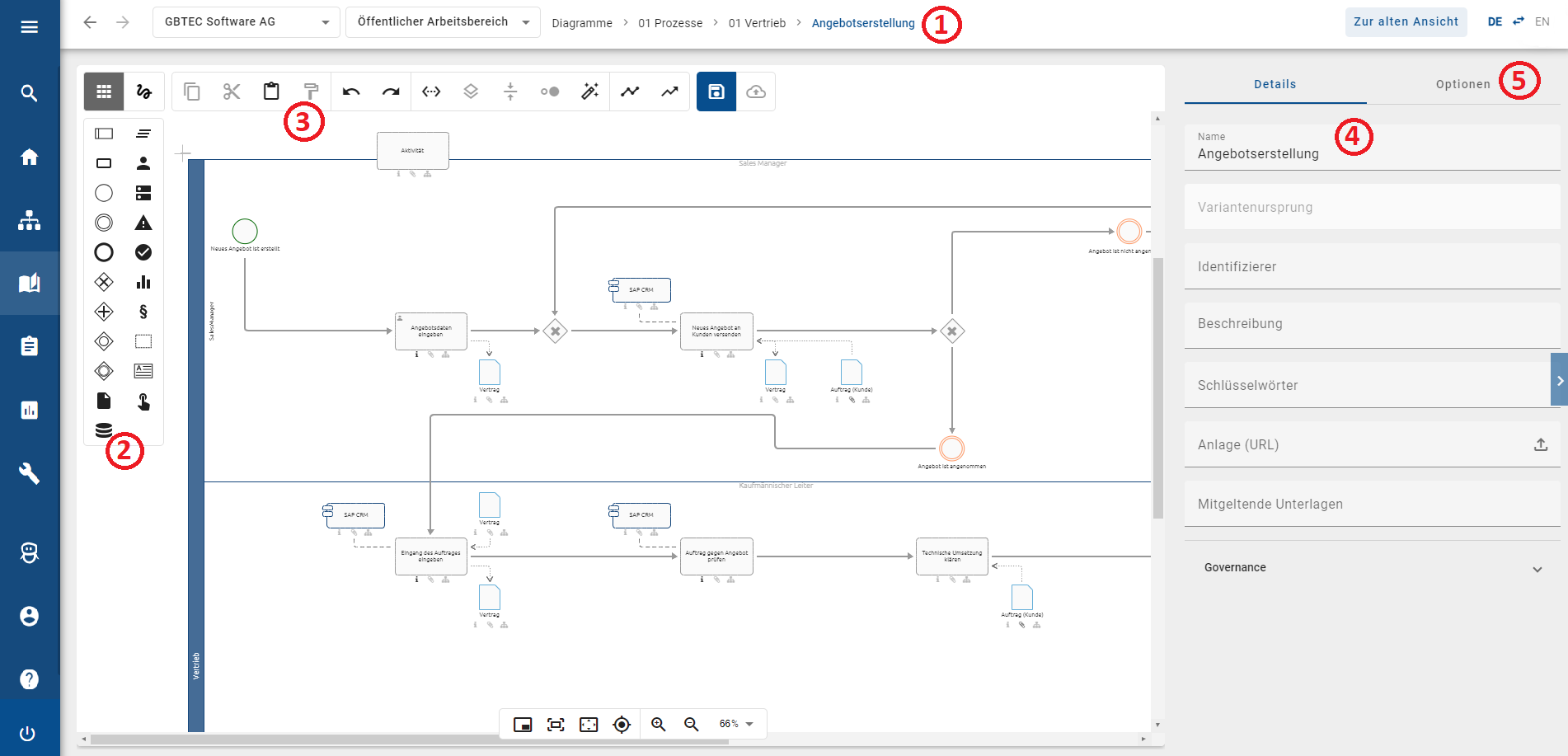 Hier wird die Modellierungsoberfläche in der neuen Benutzeroberfläche angezeigt.