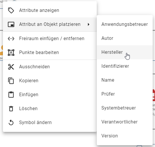 Hier wird das Fenster zur Attributplatzierung mit auswählbaren Attributen angezeigt.