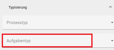 Hier wird das Dropdownmenü "Aufgabentyp" aus den Attributen eines Objekts gezeigt.