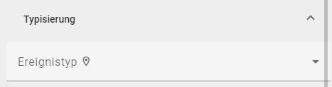 Hier wird das Dropdownmenü "Ereignistyp" aus den Attributen eines Objekts gezeigt.