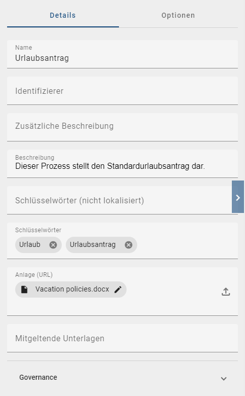 Dieser Screenshot zeigt die geöffnete Attributleiste eines Diagramm.