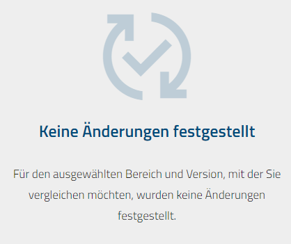 Der Screenshot zeigt eine Anzeige, dass in der ausgewählten Version keine Änderungen festgestellt wurden.