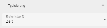 Der Screenshot illustriert das Attribut *Ereignistyp* eines Ereignisses. Es ist mit dem Wert "Zeit" gesetzt.