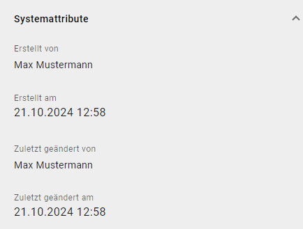 Dieser Screenshot zeigt beispielhaft die Systemattribute eines Diagramms an.