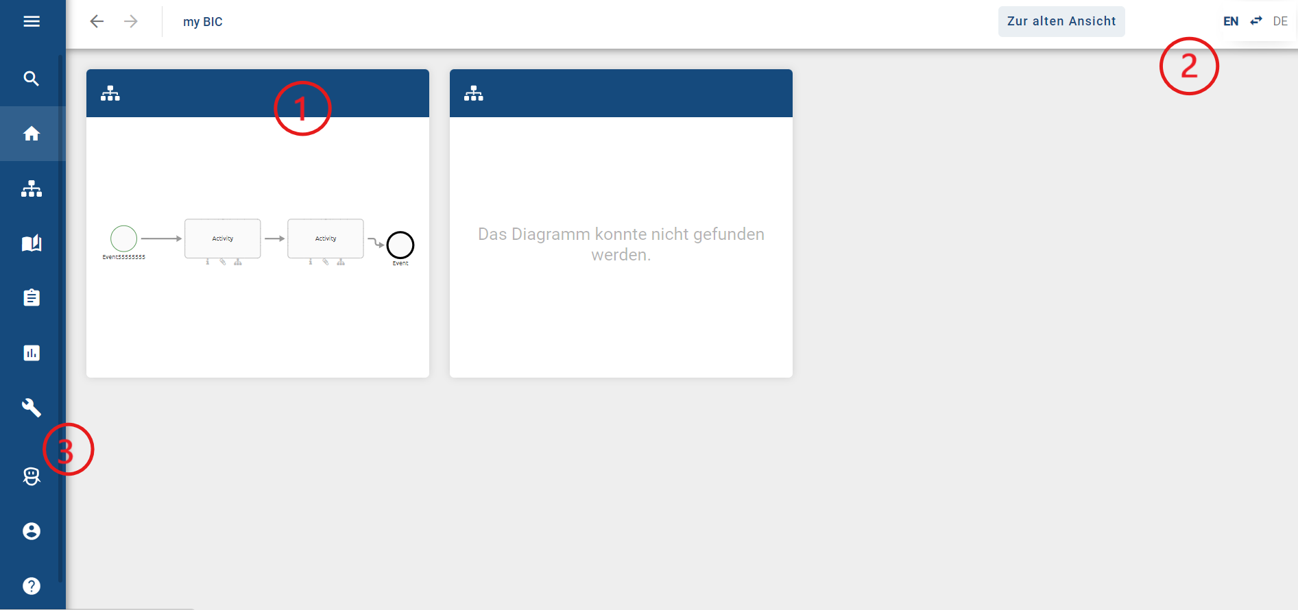 Der Screenshot zeigt den Willkommensbildschirm und seine verschiedenen Elemente.