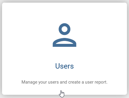 The screenshot shows the "User management" tile in the administration.