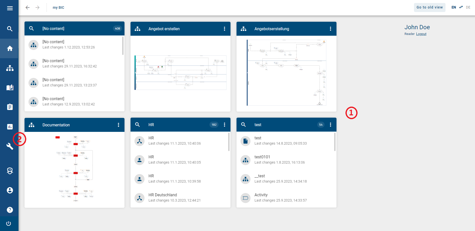 Here, the welcome screen of the new user interface is displayed.