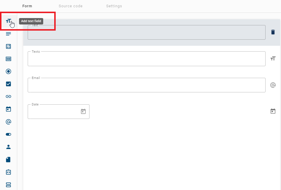 The screenshot that is displayed here shows the process of adding a new form field to the list.