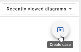 The screenshot shows the button "Create case" in BIC Process Design.