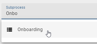 This screenshot shows how to enter a subprocess in the attributes of an activity.
