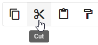 Here the "Cut" button of the menu bar is displayed.