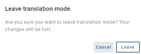 This screenshot shows the dialog to discard changes of the diagram translation.
