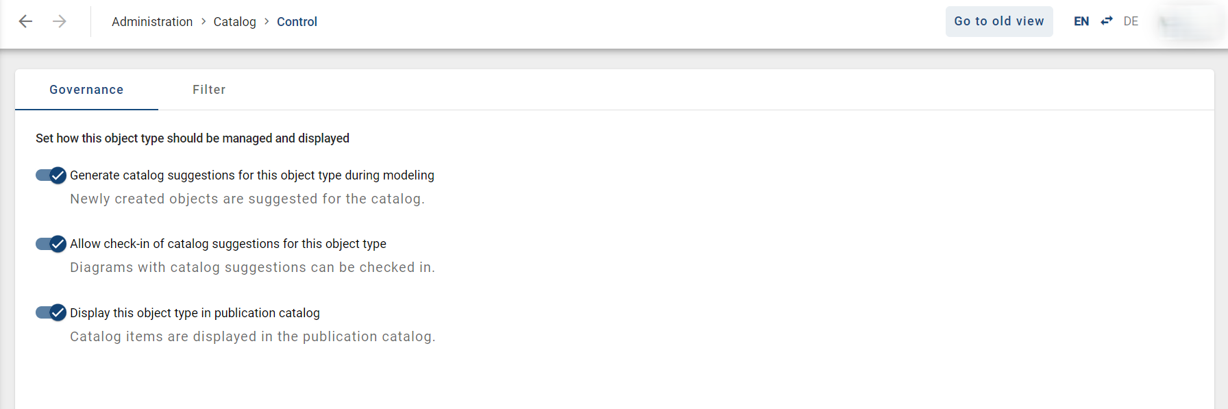 The screenshot shows a detailed overview of the respective object types.