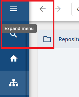 The screenshot shows how you can expand the side menu by clicking on the top icon.