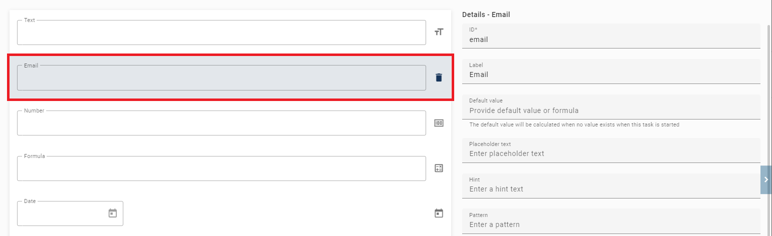 The screenshot which is displayed here shows the detail page of the email form.