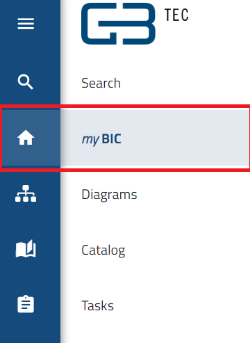 This screenshot shows the "MyBIC" button in the menu.