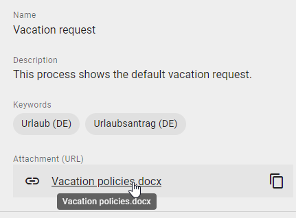 This screenshot shows the click on the paperclip in the chip of a document in the Profile.