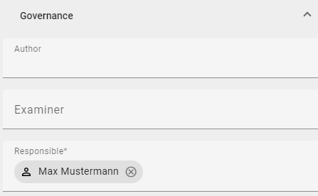 The screenshot shows the governance attributes of a diagram.