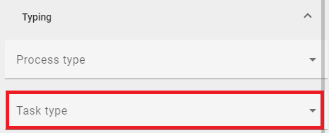 Here the drop down menu "Task Type" within the attributes of an object is displayed.
