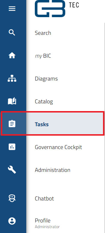 The button "Task" is selected in the side menu here.