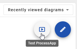 The start button for a ProcessApp in public workspace is displayed here.