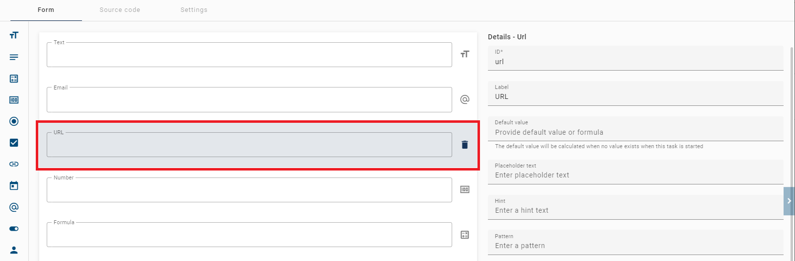 The screenshot which is displayed here shows the detail page of the URL form.