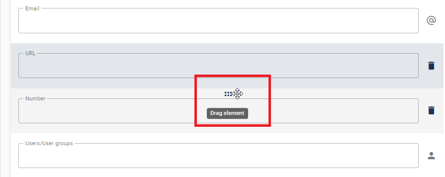 This screenshot demonstrates a form field which gets rearranged within the list.